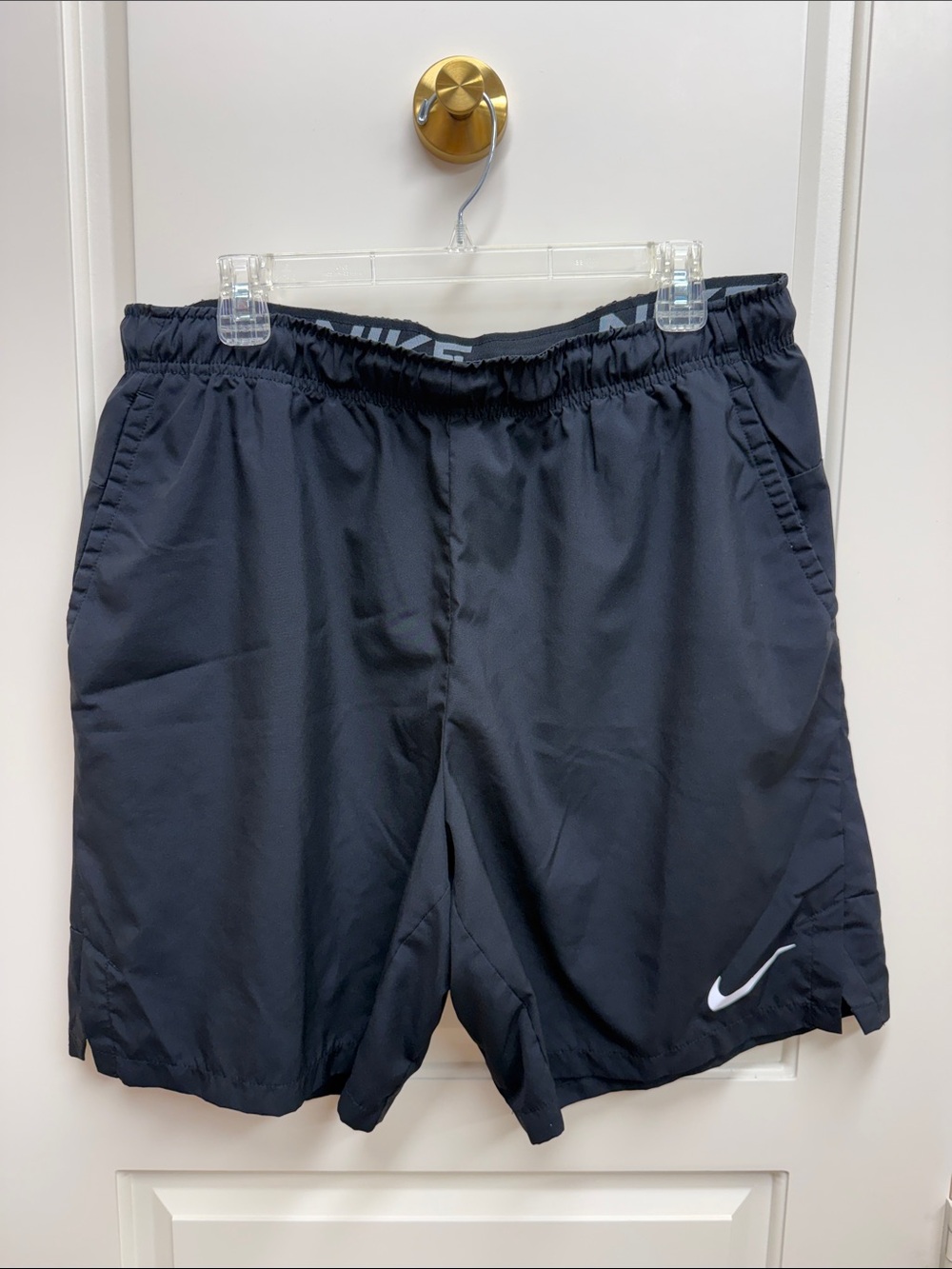 Nike Men’s Black Athletic Shorts with White Swoosh